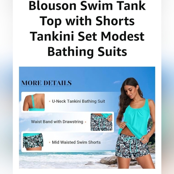 Aqua Eve Two Piece Women's Tankini #818 - Picture 11 of 11